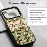 Fresh Coconut and Tropical Leaves with Flowers on Custom Name Protective Phone Case Mobile Cover Durable Everyday Smartphone Shock Resistant