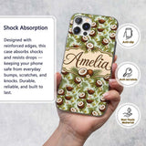 Fresh Coconut and Tropical Leaves with Flowers on Custom Name Protective Phone Case Mobile Cover Durable Everyday Smartphone Shock Resistant