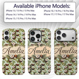 Fresh Coconut and Tropical Leaves with Flowers on Custom Name Protective Phone Case Mobile Cover Durable Everyday Smartphone Shock Resistant