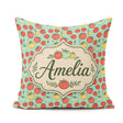 Custom Name Mixed Tomatoes in Red Yellow and Green on Soft Blue Square Filled Cushion Throw Pillow Sofa Bed Home Decor Zip Washable UK Made