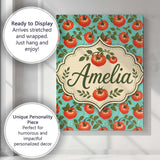 Personalised Name Bright Tomato Vine Custom Premium Decorative Design Modern Room Accent Canvas Wall Art Print Decor Picture Ready to Hang