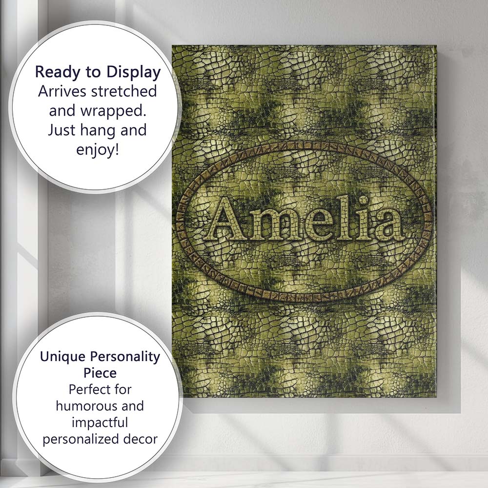 Personalised Name Rustic Mixed Tone Crocodile Texture Pattern Custom Contemporary Display Canvas Wall Art Print Decor Picture Ready to Hang