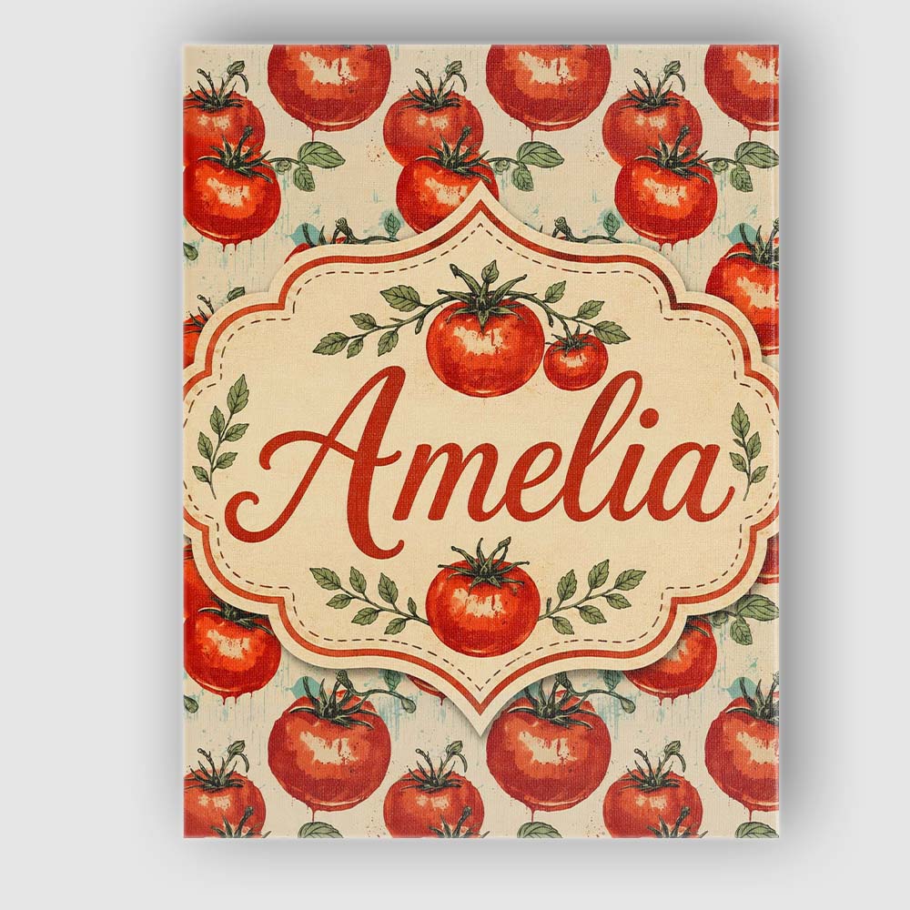 Personalised Name Juicy Red Tomatoes with Custom  Unique Gift Idea Elegant Feature Canvas Wall Art Print Decor Picture Ready to Hang