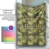 Rustic Mixed Tone Crocodile Texture Pattern Vintage Effect Design  Personalised Custom Name Super Soft Fleece Blanket Bed Sofa Throw