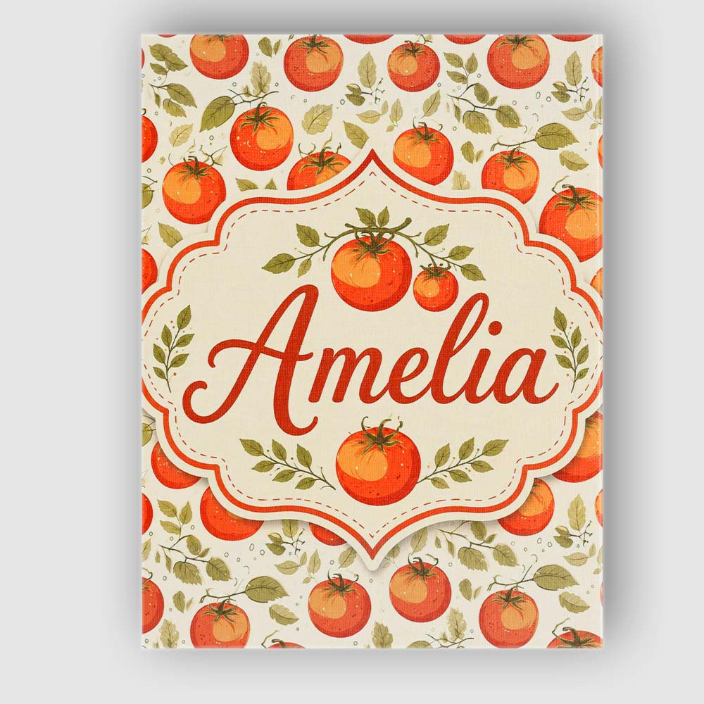 Personalised Name Fresh Tomato Vine Botanical Custom Unique Gift Idea Modern Room Accent Canvas Wall Art Print Decor Picture Ready to Hang