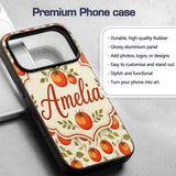 Fresh Tomato Vine Botanical Pattern on Cream Custom Name Protective Phone Case Mobile Cover Durable Everyday Smartphone Shock Resistant