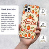 Fresh Tomato Vine Botanical Pattern on Cream Custom Name Protective Phone Case Mobile Cover Durable Everyday Smartphone Shock Resistant