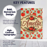 Personalised Name Playful Red Tomatoes Custom  Modern Room Accent Elegant Feature Canvas Wall Art Print Decor Picture Ready to Hang
