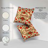 Custom Name Playful Red Tomatoes Splash on Light Blue Background Square Filled Cushion Throw Pillow Sofa Bed Home Decor Zip Washable UK Made