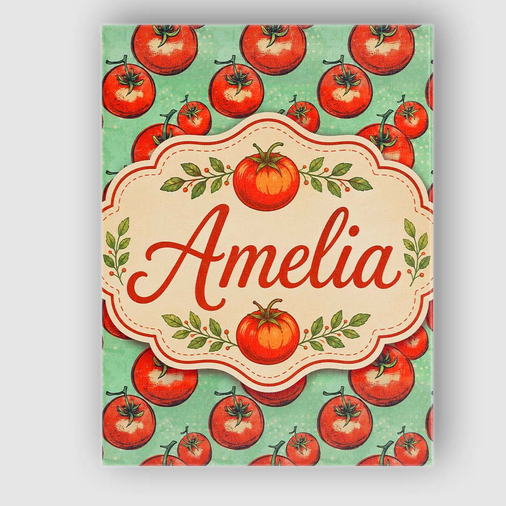 Personalised Name Hand Drawn Red Tomatoes Custom  Unique Gift Idea Elegant Feature Canvas Wall Art Print Decor Picture Ready to Hang