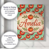 Personalised Name Hand Drawn Red Tomatoes Custom  Unique Gift Idea Elegant Feature Canvas Wall Art Print Decor Picture Ready to Hang
