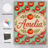 Personalised Name Hand Drawn Red Tomatoes Custom  Unique Gift Idea Elegant Feature Canvas Wall Art Print Decor Picture Ready to Hang