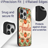 Vintage Red Tomatoes on Vine with Green Leaves Custom Name Protective Phone Case Mobile Cover Durable Everyday Smartphone Shock Resistant