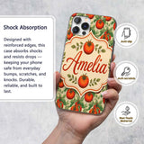 Vintage Red Tomatoes on Vine with Green Leaves Custom Name Protective Phone Case Mobile Cover Durable Everyday Smartphone Shock Resistant