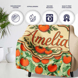 Cute Small Tomatoes and Leaves on Soft Green Background Seamless  Personalised Custom Name Super Soft Fleece Blanket Bed Sofa Throw