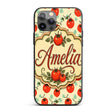 Playful Cherry Tomatoes with Mint Printed Design Custom Name Protective Phone Case Mobile Cover Durable Everyday Smartphone Shock Resistant