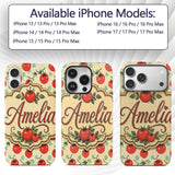 Playful Cherry Tomatoes with Mint Printed Design Custom Name Protective Phone Case Mobile Cover Durable Everyday Smartphone Shock Resistant