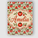 Personalised Name Elegant Botanical Tomato Custom  Bespoke Contemporary Statement Canvas Wall Art Print Decor Picture Ready to Hang