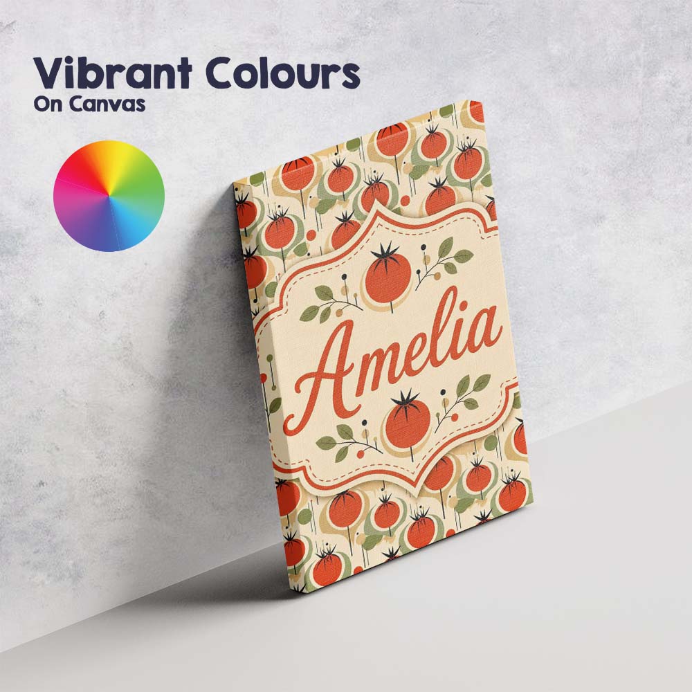 Personalised Name Mid Century Modern Tomato Custom  Bespoke Interior Contemporary Canvas Wall Art Print Decor Picture Ready to Hang