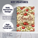 Personalised Name Heirloom Red and Green Custom  Unique Gift Idea Elegant Feature Canvas Wall Art Print Decor Picture Ready to Hang