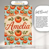 Soft Orange Tomatoes on Light Blue Textured Background Seamless  Personalised Custom Name Super Soft Fleece Blanket Bed Sofa Throw
