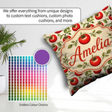 Custom Name Classic Red Tomatoes with Leaves on Neutral Seamless Square Filled Cushion Throw Pillow Sofa Bed Home Decor Zip Washable UK Made