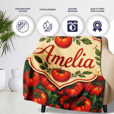 Rich Red Tomatoes on Dark Teal Background Vintage Style Seamless  Personalised Custom Name Super Soft Fleece Blanket Bed Sofa Throw