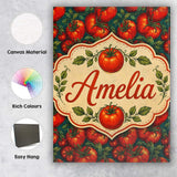 Personalised Name Rich Red Tomatoes on Dark Custom  Bespoke Interior Contemporary Canvas Wall Art Print Decor Picture Ready to Hang