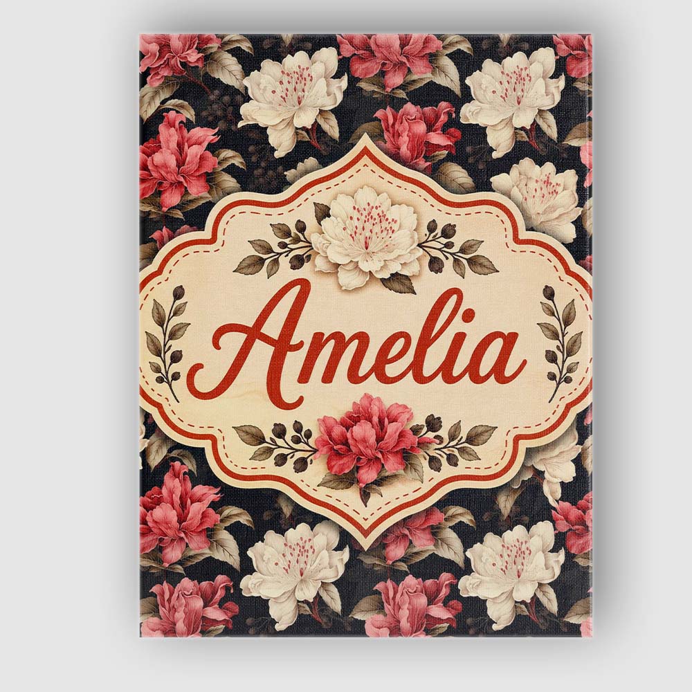 Personalised Name Cream and Coral Floral Custom  Unique Gift Idea Elegant Feature Canvas Wall Art Print Decor Picture Ready to Hang