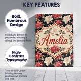 Personalised Name Cream and Coral Floral Custom  Unique Gift Idea Elegant Feature Canvas Wall Art Print Decor Picture Ready to Hang