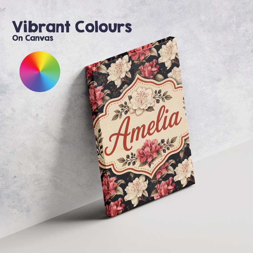 Personalised Name Cream and Coral Floral Custom  Unique Gift Idea Elegant Feature Canvas Wall Art Print Decor Picture Ready to Hang