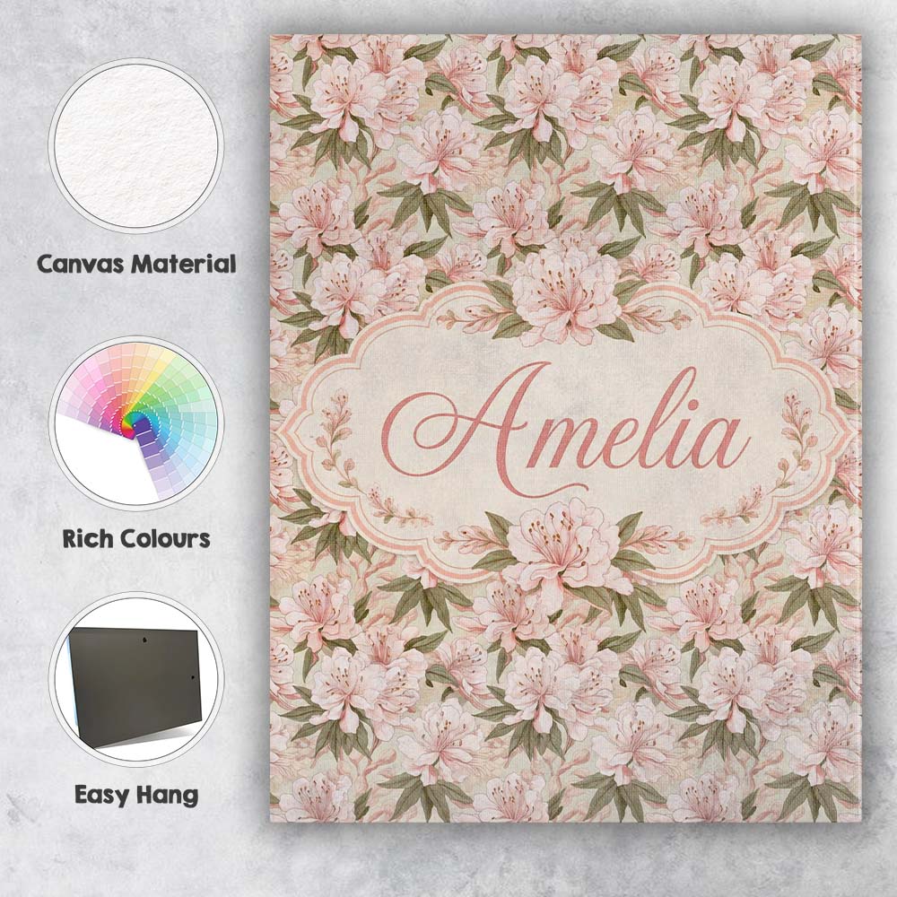 Personalised Name Soft Blush Pink Cherry Custom  Unique Gift Idea Elegant Feature Canvas Wall Art Print Decor Picture Ready to Hang
