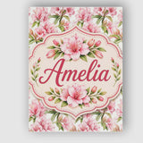 Personalised Name Delicate Pink Lily Custom Premium Decorative Design Modern Room Accent Canvas Wall Art Print Decor Picture Ready to Hang
