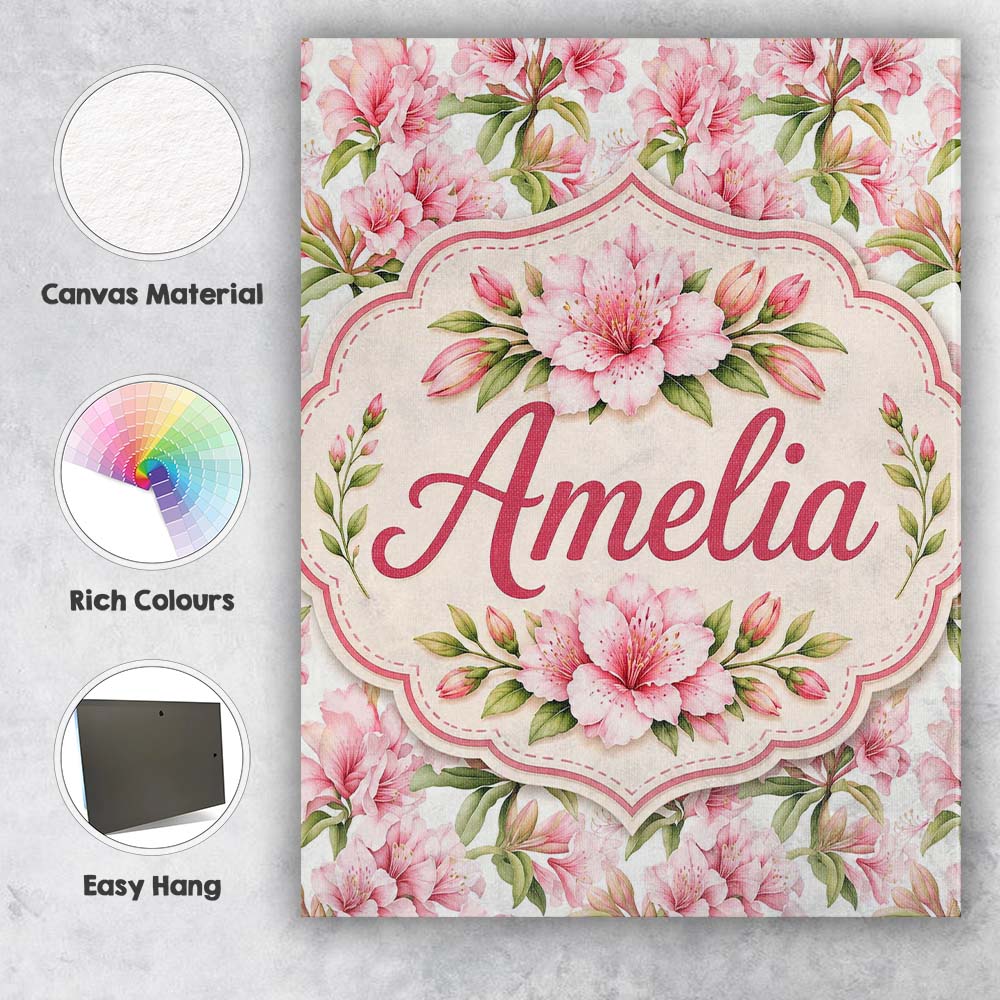 Personalised Name Delicate Pink Lily Custom Premium Decorative Design Modern Room Accent Canvas Wall Art Print Decor Picture Ready to Hang