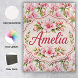 Personalised Name Delicate Pink Lily Custom Premium Decorative Design Modern Room Accent Canvas Wall Art Print Decor Picture Ready to Hang