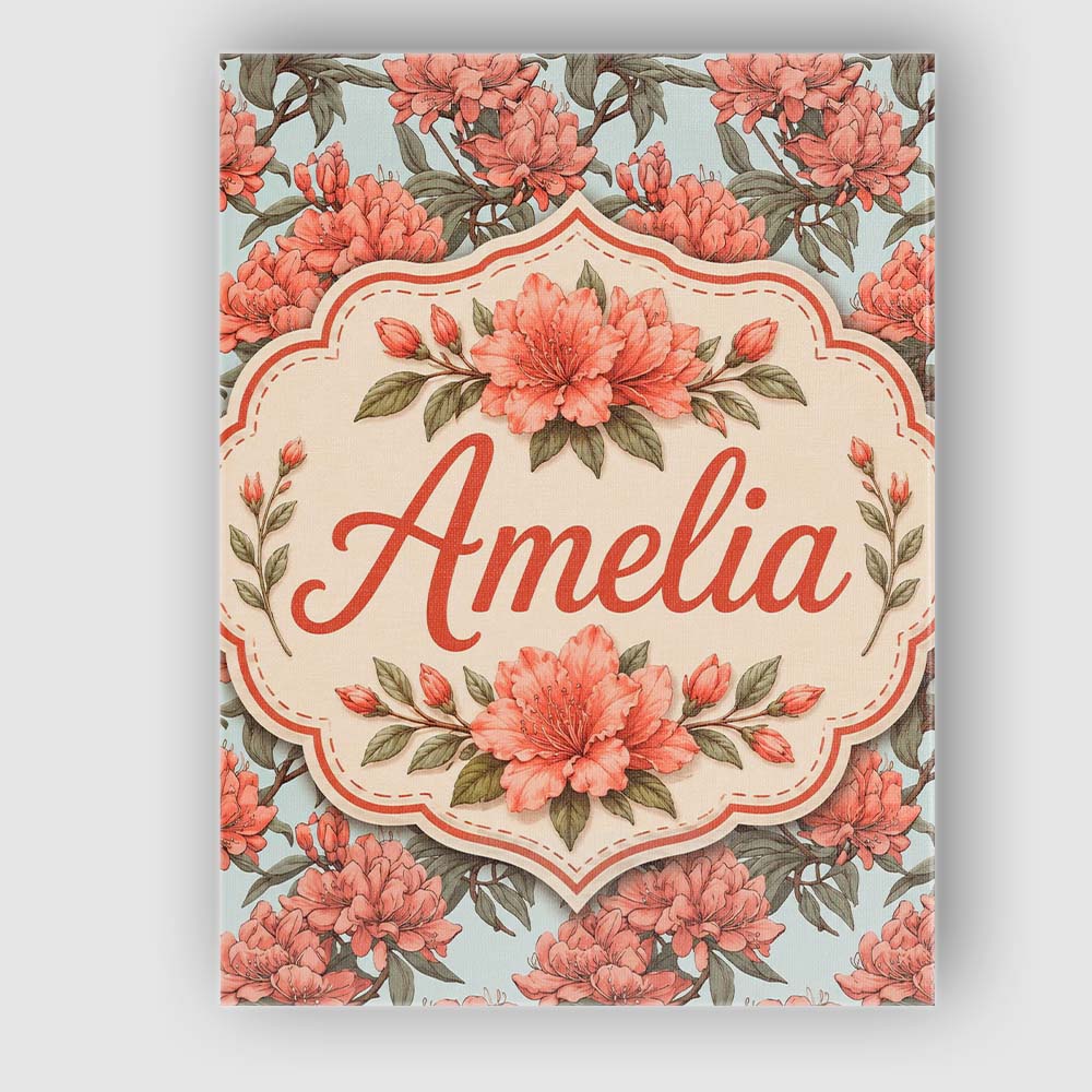 Personalised Name Coral Branch Floral on Custom  Unique Gift Idea Elegant Feature Canvas Wall Art Print Decor Picture Ready to Hang