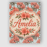 Personalised Name Coral Branch Floral on Custom  Unique Gift Idea Elegant Feature Canvas Wall Art Print Decor Picture Ready to Hang