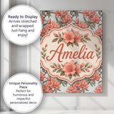 Personalised Name Coral Branch Floral on Custom  Unique Gift Idea Elegant Feature Canvas Wall Art Print Decor Picture Ready to Hang
