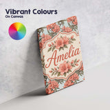 Personalised Name Coral Branch Floral on Custom  Unique Gift Idea Elegant Feature Canvas Wall Art Print Decor Picture Ready to Hang