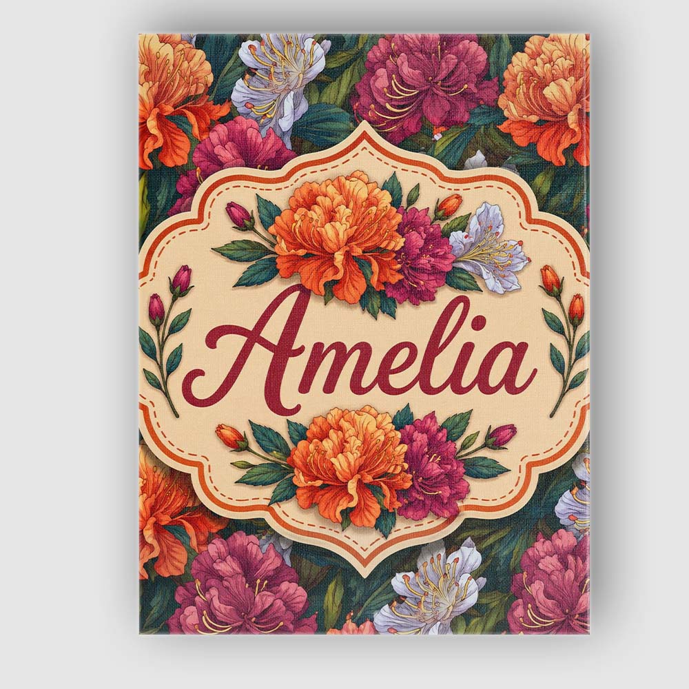 Personalised Name Orange Purple and White Custom  Unique Gift Idea Elegant Feature Canvas Wall Art Print Decor Picture Ready to Hang