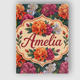 Personalised Name Orange Purple and White Custom  Unique Gift Idea Elegant Feature Canvas Wall Art Print Decor Picture Ready to Hang
