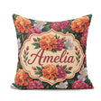 Custom Name Orange Purple and Floral Botanical Seamless Pattern Square Filled Cushion Throw Pillow Sofa Bed Home Decor Zip Washable UK Made