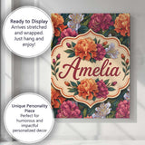 Personalised Name Orange Purple and White Custom  Unique Gift Idea Elegant Feature Canvas Wall Art Print Decor Picture Ready to Hang