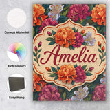 Personalised Name Orange Purple and White Custom  Unique Gift Idea Elegant Feature Canvas Wall Art Print Decor Picture Ready to Hang