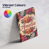 Personalised Name Orange Purple and White Custom  Unique Gift Idea Elegant Feature Canvas Wall Art Print Decor Picture Ready to Hang