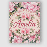 Personalised Name Soft Pink Azalea Flowers Custom  Unique Gift Idea Elegant Feature Canvas Wall Art Print Decor Picture Ready to Hang