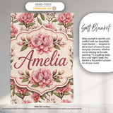Vintage Pink Floral Branches with Neutral Background Seamless Lovely  Personalised Custom Name Super Soft Fleece Blanket Bed Sofa Throw