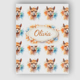 Personalised Name Watercolour Alpaca Pattern Cute Animal Artistic Custom  Bespoke Canvas Wall Art Print Decor Picture Ready to Hang