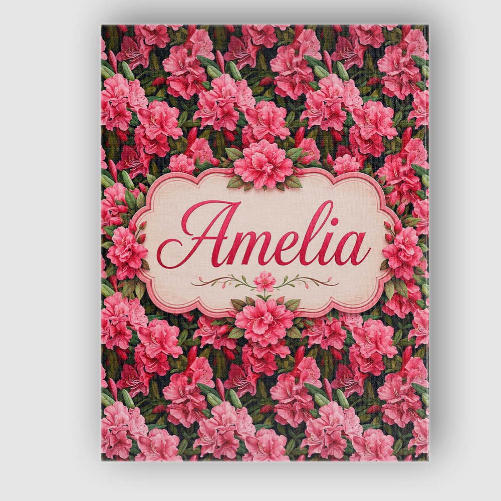 Personalised Name Vibrant Pink Rhododendron Custom  Bespoke Interior Contemporary Canvas Wall Art Print Decor Picture Ready to Hang
