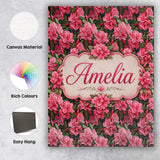 Personalised Name Vibrant Pink Rhododendron Custom  Bespoke Interior Contemporary Canvas Wall Art Print Decor Picture Ready to Hang